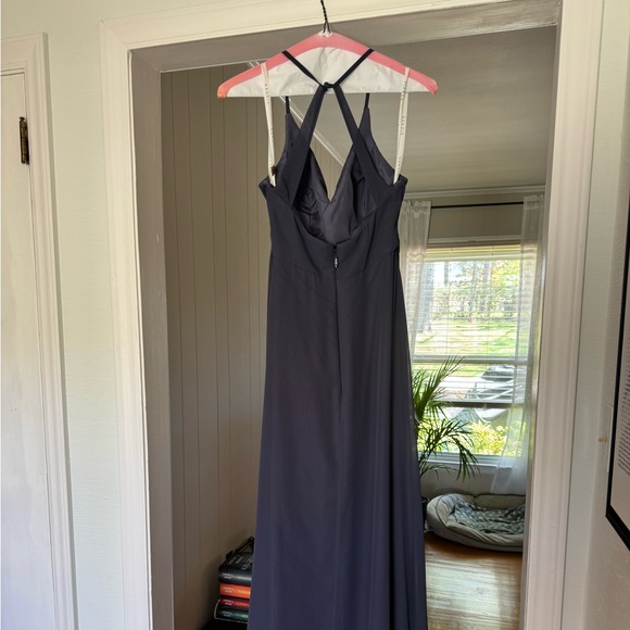 Azazie Davis - A-line V-Neck Chiffon Floor Length Bridesmaids Dress - Picture 2 of 4